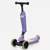 2 in 1 Kids Kick Scooter with Flash Wheels for Girls Boys from 1.5 to 6 Years Old-Purple