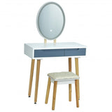 Touch Screen Vanity Makeup Table Stool Set -Gray