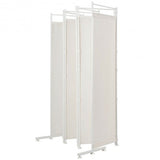 6-Panel Room Divider Folding Privacy Screen -White