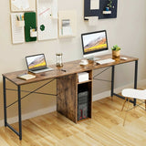 79" Multifunctional Office Desk for 2 Person with Storage-Brown