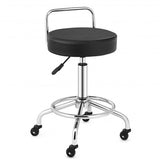 Pneumatic Work Stool Rolling Swivel Task Chair Spa Office Salon with Cushioned Seat-Black