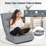 4-Position Adjustable Floor Chair Folding Lazy Sofa-Gray