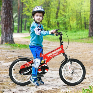 16" Kids Bike Toddlers Adjustable Freestyle Bicycle with Training Wheels-Red