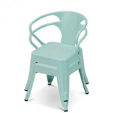 Set of 2 Steel Armchair Stackable Kids Chairs-Green