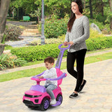 Honey Joy 3 in 1 Ride on Push Car Toddler Stroller Sliding Car with Music-Pink