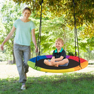 40" 770 lbs Flying Saucer Tree Swing Kids Gift with 2 Tree Hanging Straps-Multicolor