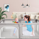 Baby Playpen Extra Large Kids Activity Center Safety Play-Gray
