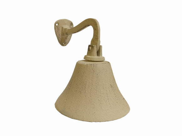 Aged White Cast Iron Hanging Ship's Bell 6
