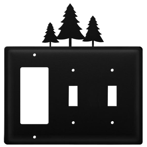 Triple Pine Trees - Single GFI and Double Switch Cover - CUSTOM Product - If Out Of Stock, Allow 4 to 6 Weeks