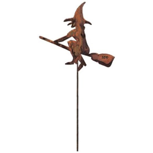 Witch & Broom - Rusted Garden Stake