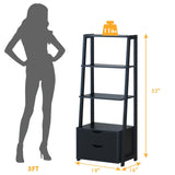 Ladder Bookshelf Storage Display 4-Tier with 2 Drawers