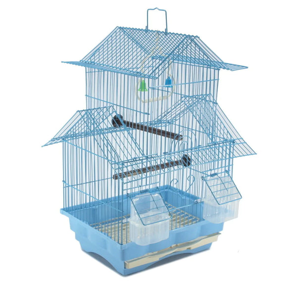 Blue 18-inch Medium Parakeet Wire Bird Cage for Budgie Parakeets Lovebirds  perfect Bird Travel Cage & Hanging Bird House