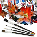 15pc Artist Paint Brush Set, all Purpose Oil, Watercolor, and Acrylic Paints- Pack of 10